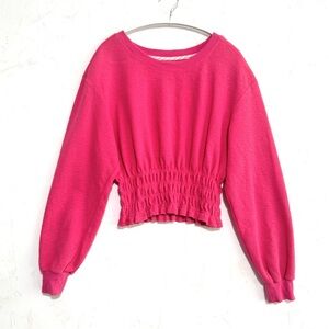 Maeve by Anthropologie Pink Cropped Sweatshirt S – Smocked Waist